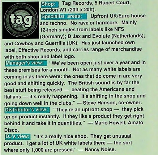 TAG records 1992