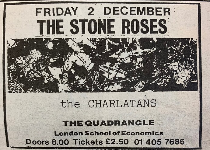 Stone Roses Charlatans 2 Dec 1988