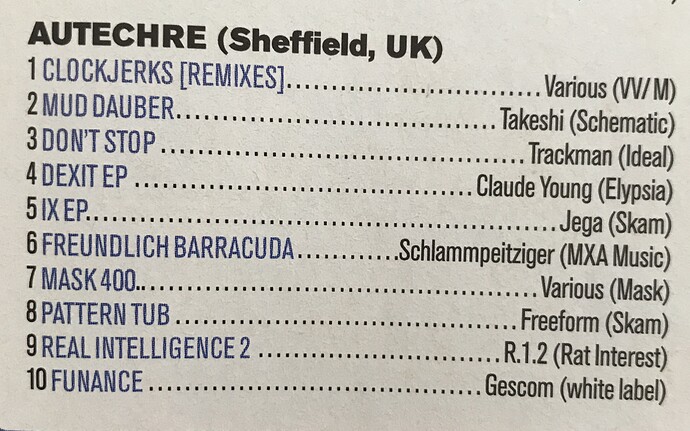 Top 10 Autechre 1997