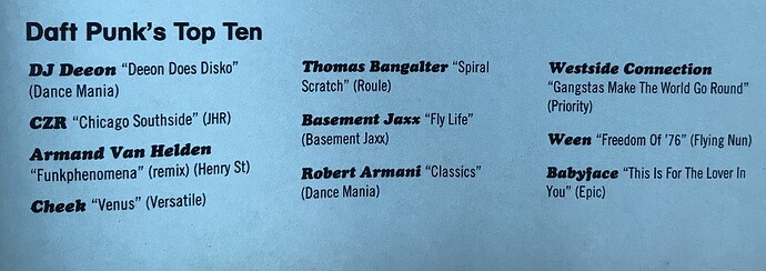 Top 10 Daft Punk Feb 1996