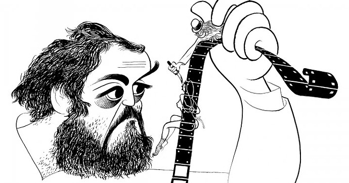 cartoon of Stanley Kubrick (published January 30 1972) by Albert Hirschfeld