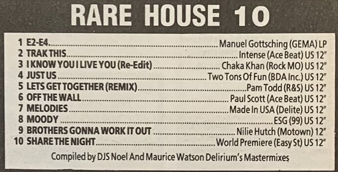 Top 10 Rare House Jan 1989